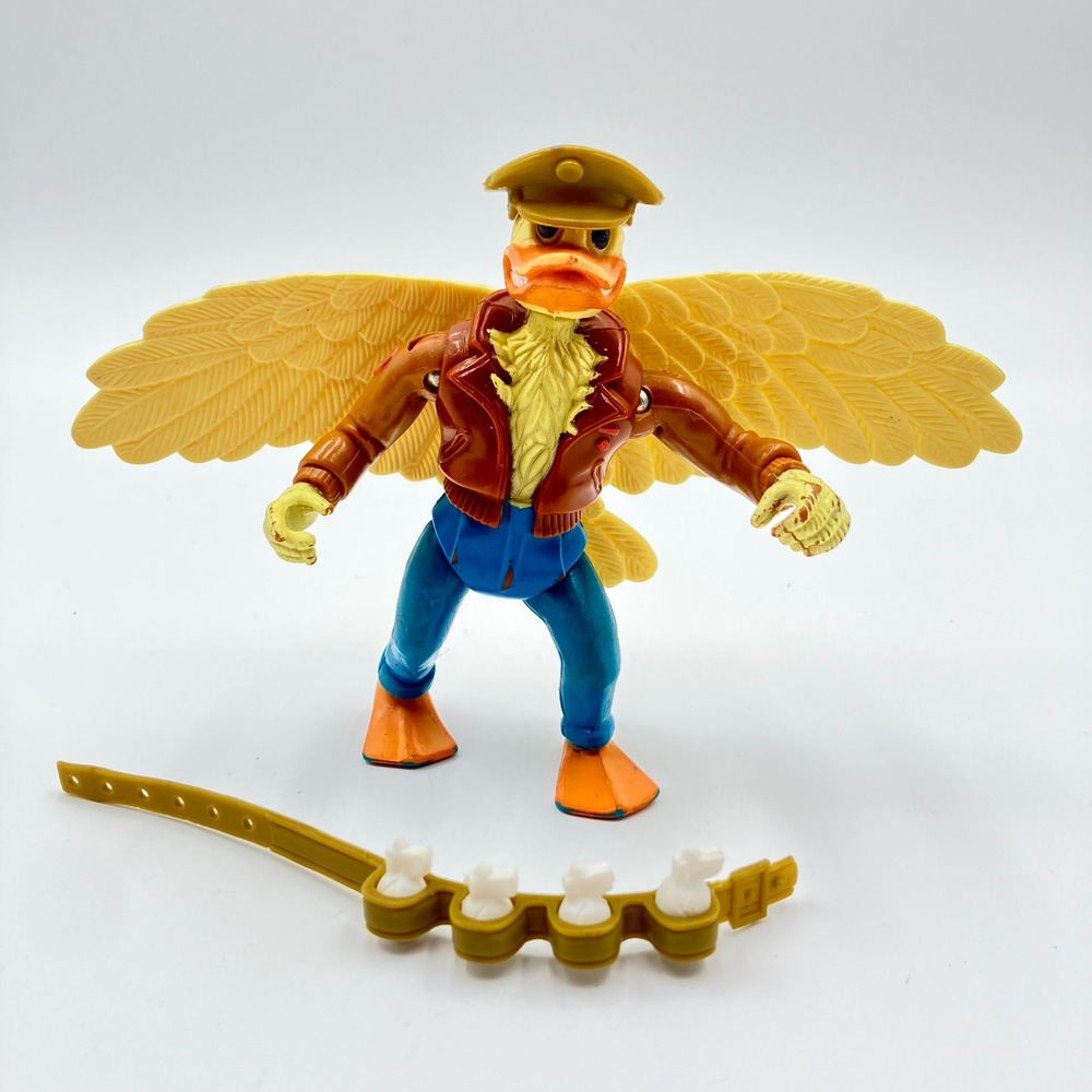 Vintage 1989 TMNT Ace Duck Action Figure Wings Hat 4 Grenades Belt Near Complete
